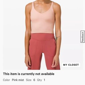 Lululemon align tank pink mist size 6